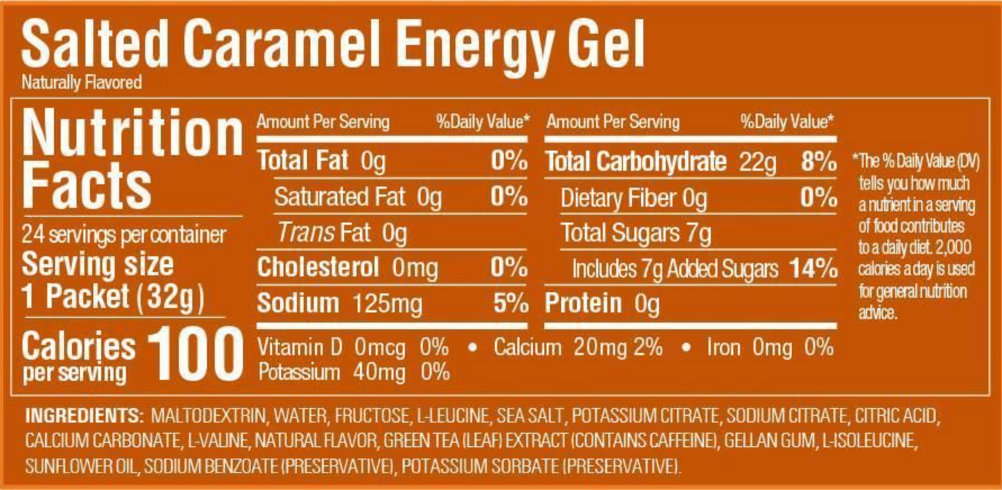 Oprydningssalg - 24 stk. GU Gel Saltet Caramel Energi gel med koffein