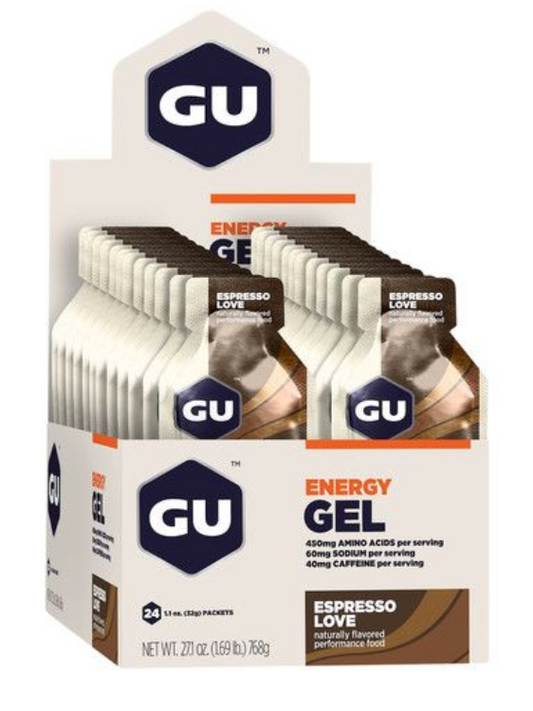 1 stk. GU Energy Gel Espresso Love Box (24x32g) | Energi geler med koffein