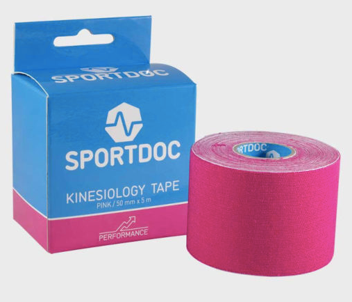 Sportsdoc Kinesiologitape  50 x 50 mm. 5 Meter - Rosa