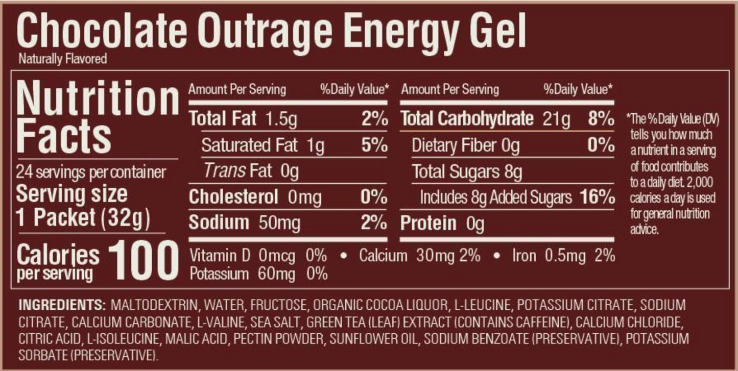 1 stk. GU Gel Chocolate Outrage | Energi gel med koffein