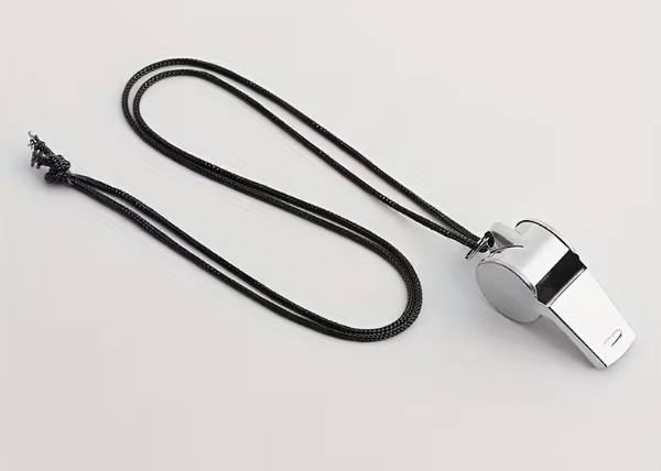 Fløjte i rustfrit stål med snor