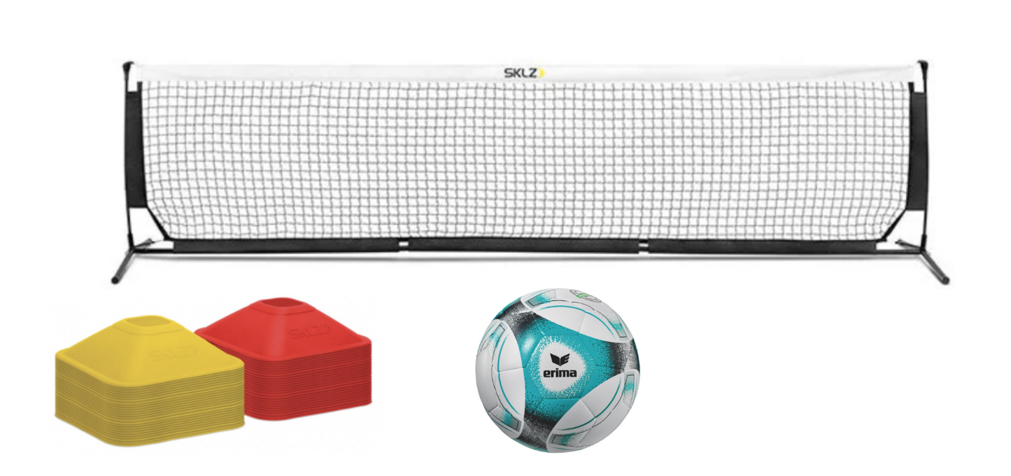 Fodtennispakke 1: SKLZ Fodtennisnet - Erima fodbold - 8 sklz minitoppe