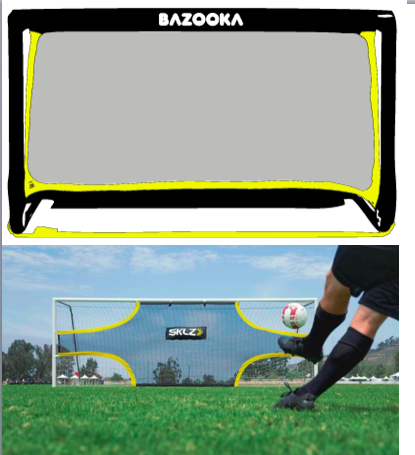 KLUBTILBUD 4 stk. BazookaGoal Original 120 x 75 cm + 1 stk. Goalshot. Kr.- 5500,00