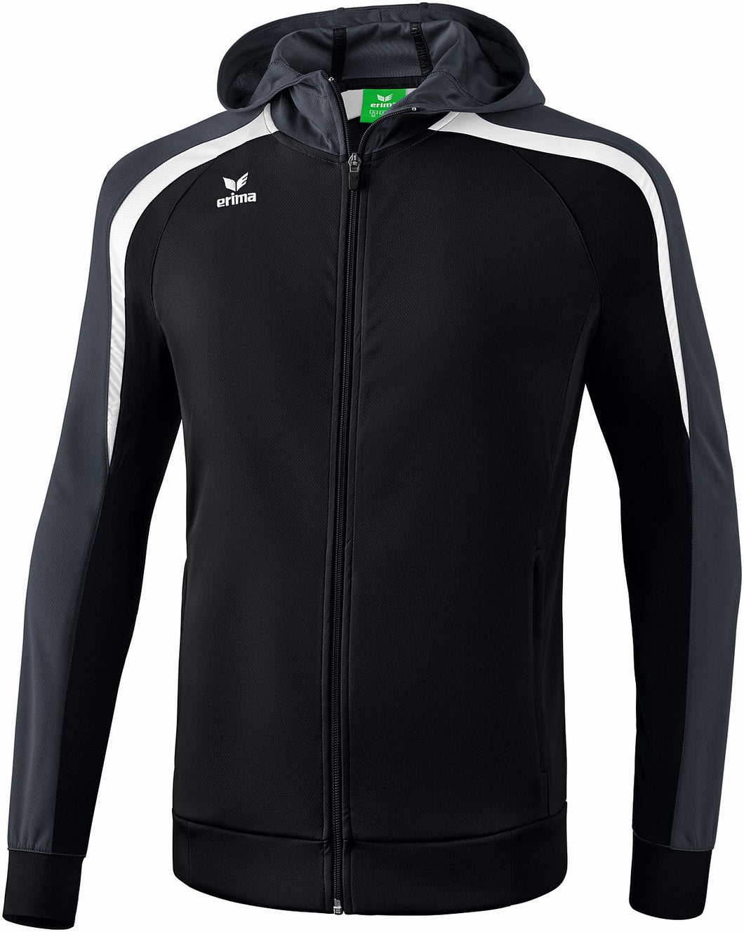 Træningstrøje med hætte og lang lynlås Str. 128 - 4XL